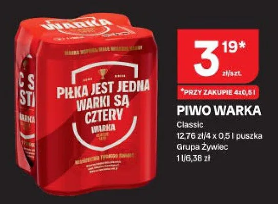 Piwo Warka Classic promocja w Chorten