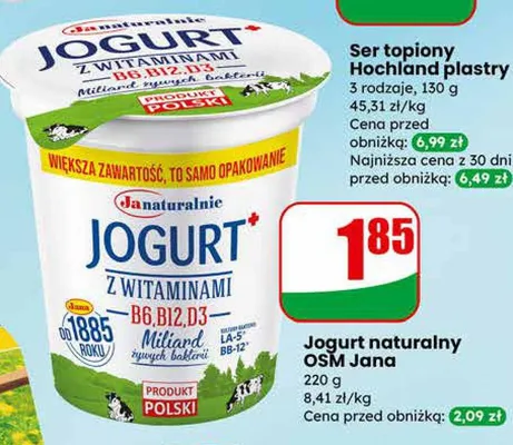 Jogurt naturalny z witaminami promocja w Dino