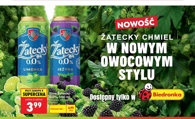 Piwo bezalkoholowe Žatecký jeżyna promocja w Biedronka