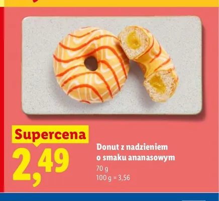 Donut z nadzieniem o smaku ananasowym promocja w Lidl