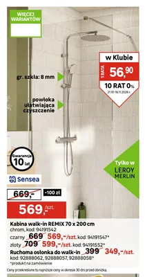 Kabina walk-in Remix 70x200 cm Sensea promocja w Leroy Merlin