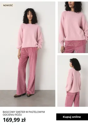 Basicowy sweter w pastelowym odcieniu różu Greenpoint promocja w Greenpoint