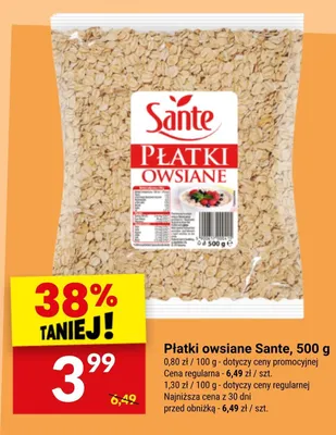 Płatki owsiane Sante promocja w Twój Market