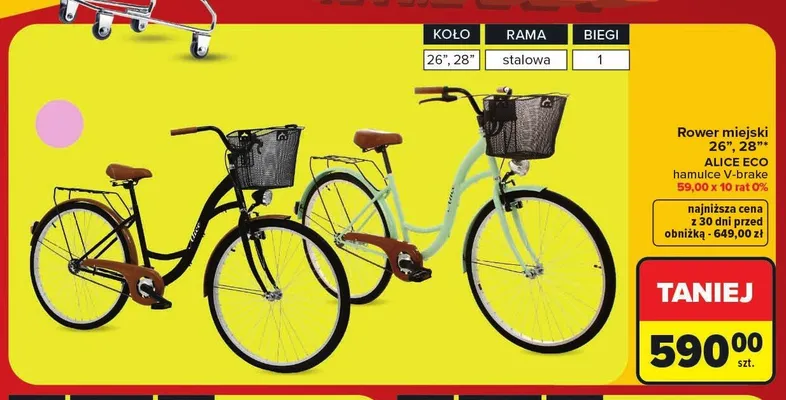 Rower miejski Alice Eco 28" promocja w Carrefour