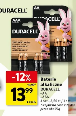 Baterie alkaliczne Duracell Aaa promocja w Intermarche