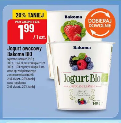 Jogurt owocowy Bakoma BIO promocja w POLOmarket