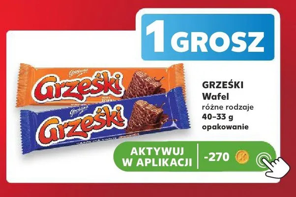 Wafel Grześki kakaowy w czekoladzie mlecznej promocja w Kaufland