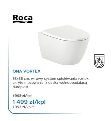 Miska WC wisząca z deską Roca Ona Vortex promocja w Blu Salony Łazienek