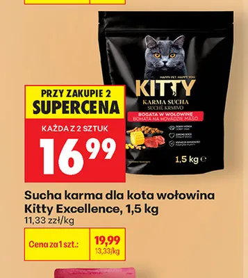Sucha karma dla kota wołowina Kitty Excellence promocja w Biedronka