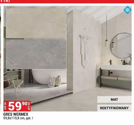 Gres Wermex matowy rektyfikowany promocja w Merkury Market