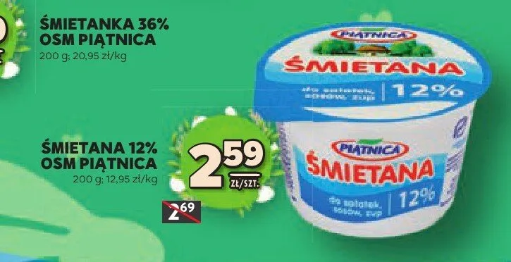 Śmietana 12% osm promocja w Stokrotka