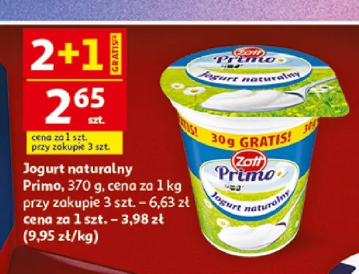 Jogurt naturalny Zott Primo promocja w Auchan