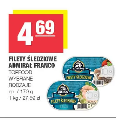 Filety śledziowe Admirał Franco Topfood promocja w SPAR