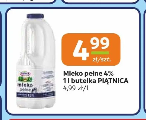 Mleko pełne Piątnica 4% promocja w Społem Częstochowa