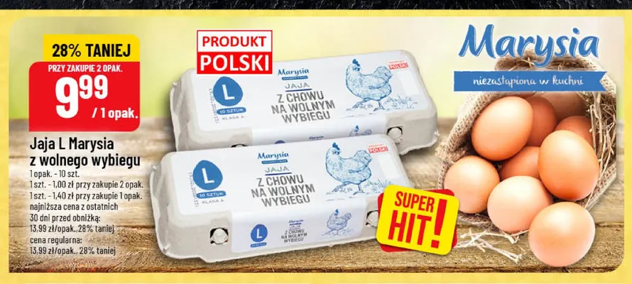 Jaja z wolnego wybiegu L Marysia 10 szt promocja w POLOmarket