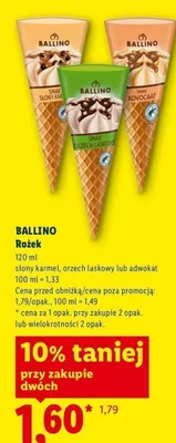 Lody rożek orzech laskowy Ballino promocja w Lidl