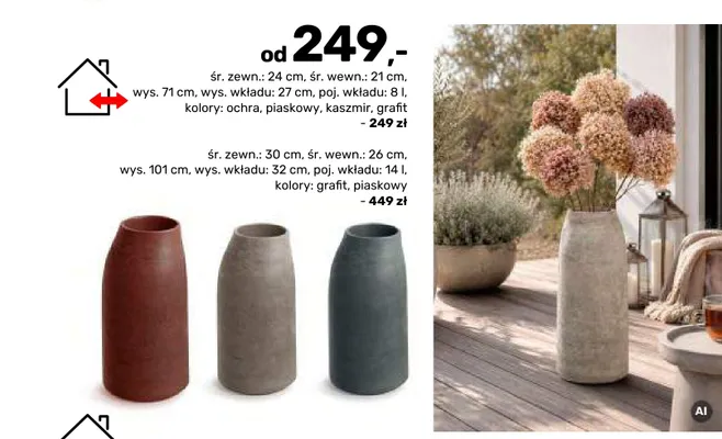 Donica z tworzywa sztucznego lekka mrozoodporna wys. 71 cm promocja w Bricomarche