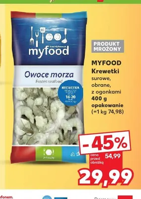 Krewetki surowe obrane z ogonkami Myfood promocja w Kaufland