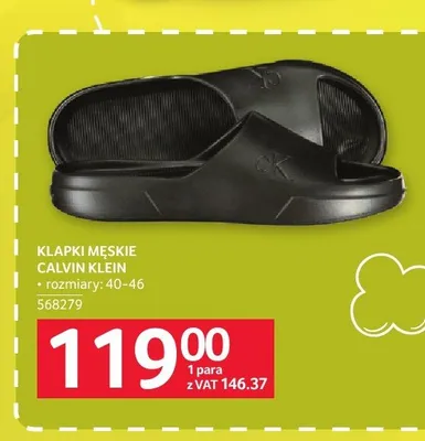 Klapki męskie Calvin Klein promocja w Selgros