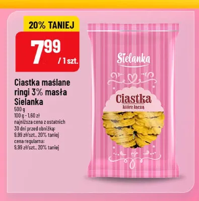 Ciastka maślane ringi 3% masła Sielanka promocja w POLOmarket