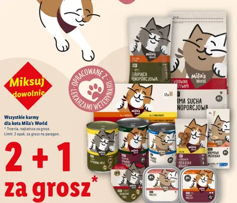Karma sucha pełnoporcjowa dla kota Mila's World z wołowiną i warzywami promocja w Lidl