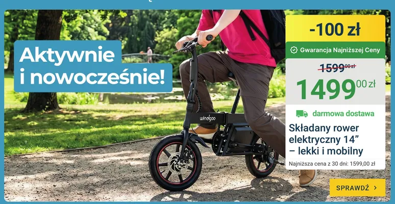 Składany rower elektryczny 14" lekki i mobilny promocja w ERLI