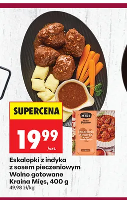 Eskalopki z indyka z sosem pieczeniowym Wolno gotowane Kraina Mięs promocja w Biedronka