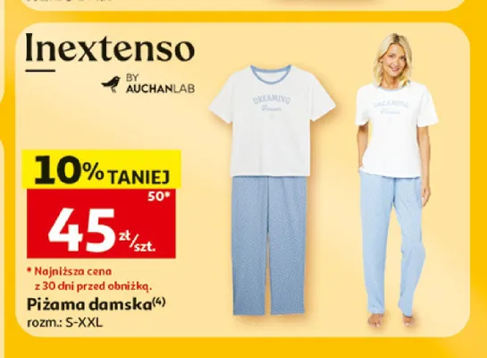 Piżama damska Inextenso promocja w Auchan