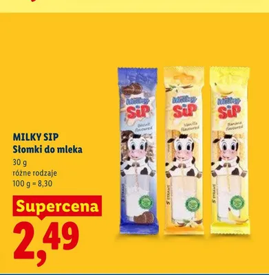 Słomki do mleka Milky Sip Banana flavoured promocja w Lidl