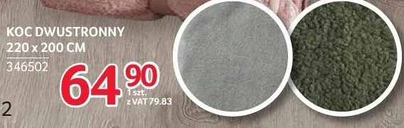 Koc dwustronny 220 x 200 cm promocja w Selgros