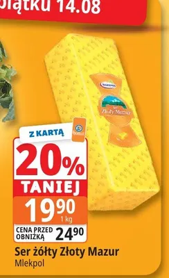 Ser żółty Złoty Mazur Mlekpol promocja w Leclerc