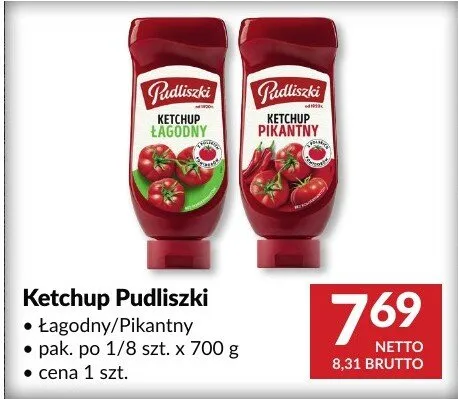 Ketchup Pudliszki Łagodny/Pikantny promocja w Makro