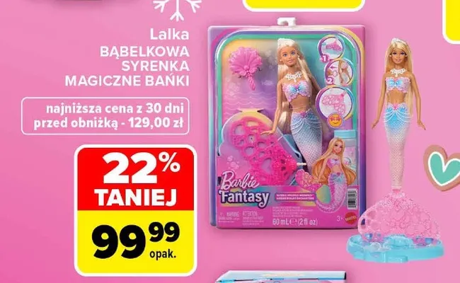 Lalka bąbelkowa syrenka magiczne bańki Barbie promocja w Carrefour