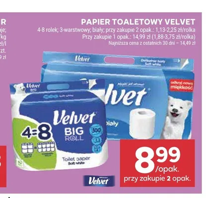 Papier toaletowy Velvet promocja w Stokrotka