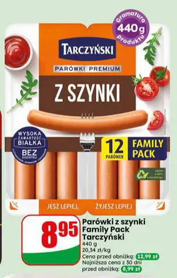 Parówki z szynki Family Pack Tarczyński promocja w Dino