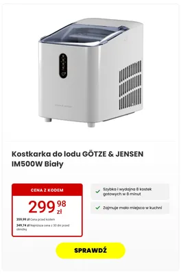 Kostkarka do lodu Götze & Jensen biała promocja w Media Expert