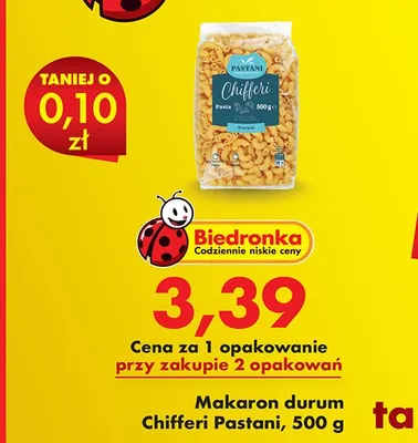 Makaron durum Pastani Chifferi promocja w Biedronka