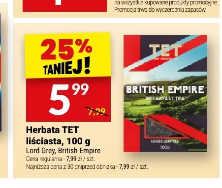 Herbata liściasta TET British Empire promocja w Twój Market