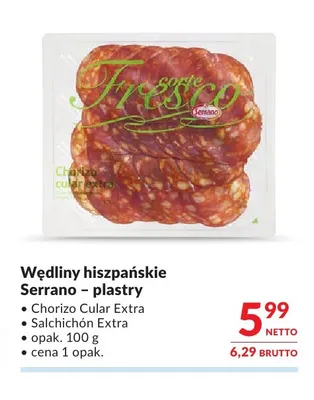 Wędliny hiszpańskie Serrano plastry Salchichón Extra Fresco promocja w Makro