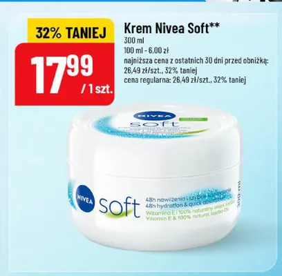 Krem do twarzy i ciała Nivea Soft promocja w POLOmarket