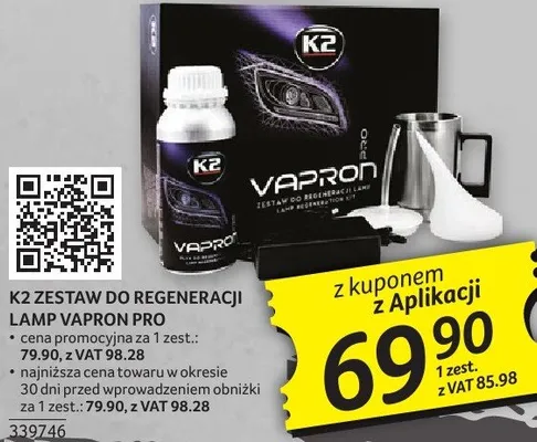 Zestaw do regeneracji lamp K2 Vapron Pro promocja w Selgros