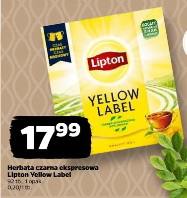 Herbata czarna ekspresowa Yellow Label 92 t. promocja w Netto