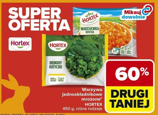Warzywa jednosładnikowe mrożone brokuły różyczki promocja w Carrefour