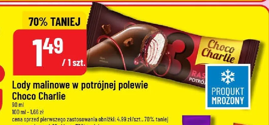Lody malinowe w potrójnej polewie Choco Charlie promocja w POLOmarket