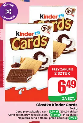 Ciastko Kinder Cards promocja w Dino