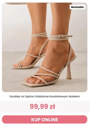 Sandały na szpilce ozdobione kwadratowym noskiem Renee promocja w Renee