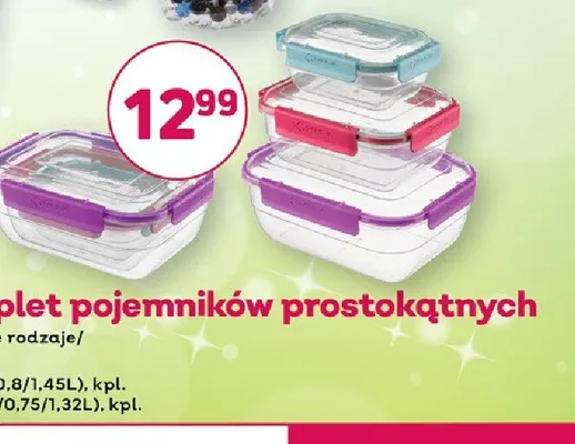 Komplet pojemników prostokątnych Galicja 0,4 l 0,8 l 1,45 l promocja w Bliski
