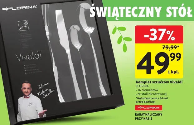Komplet sztućców Vivaldi 16 elementów ze stali nierdzewnej promocja w Intermarche