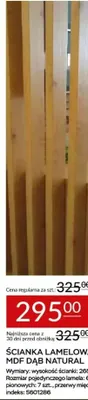 Ścianka lamelowa MDF dąb natural promocja w Abra Meble