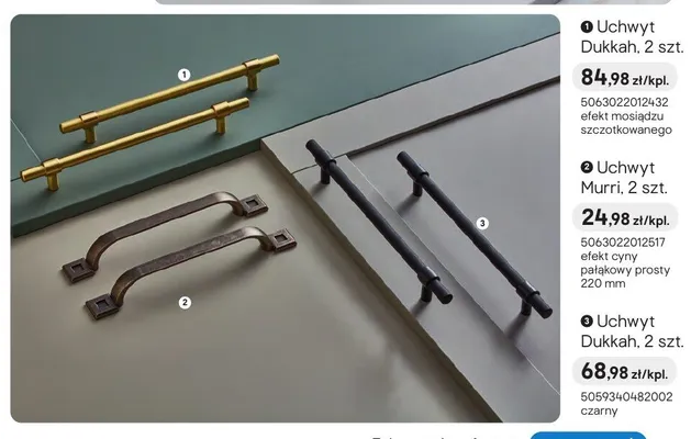 Uchwyt Murri efekt cyny pałąkowy prosty 220mm 2-pak promocja w Castorama